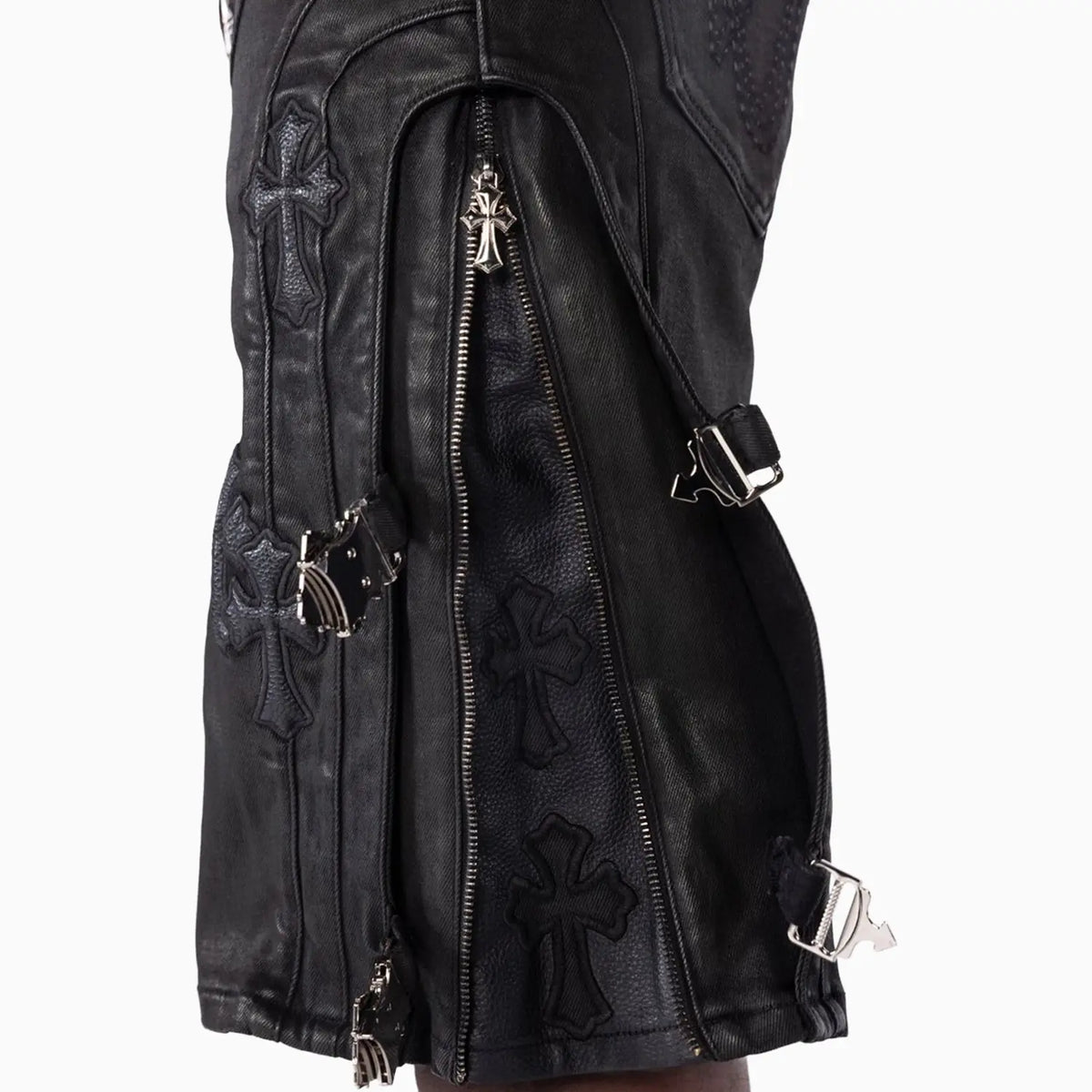 Men's All Black Cross Buckle Shorts