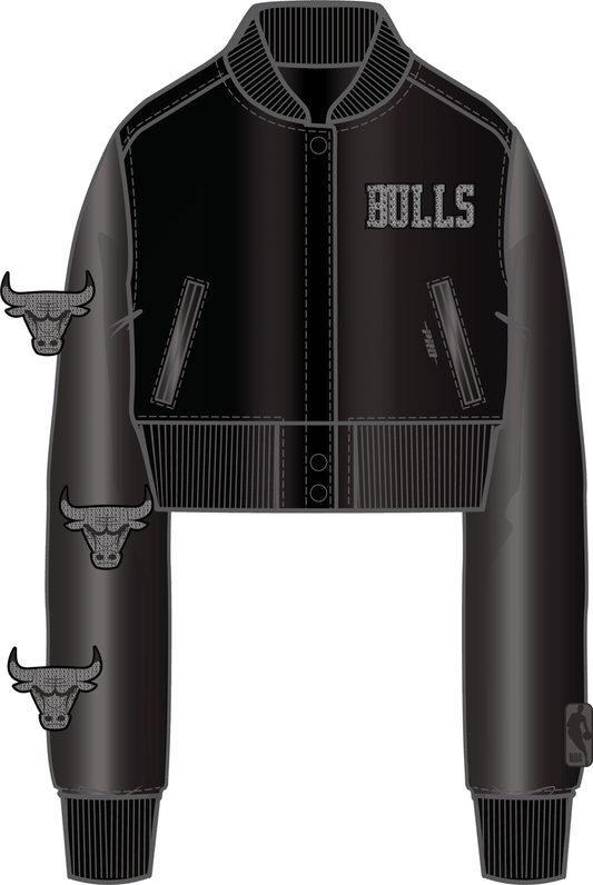 Women's Chicago Bulls Washed Crystalline Leather Varsity Jacket