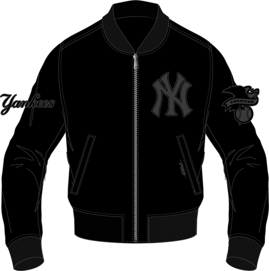Men's New York Yankees Blackout Leather Varsity Jacket