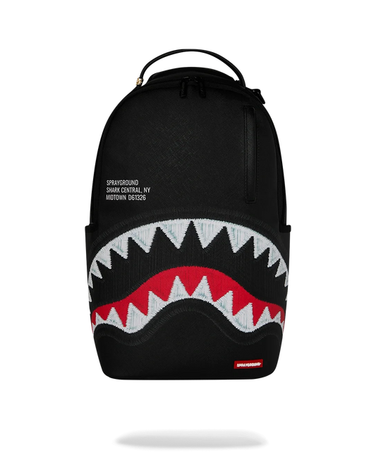 Shark Central Black Embroidered Shark Backpack