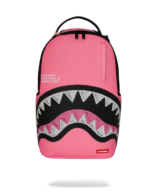 Shark Central Pink Embroidered Shark Backpack