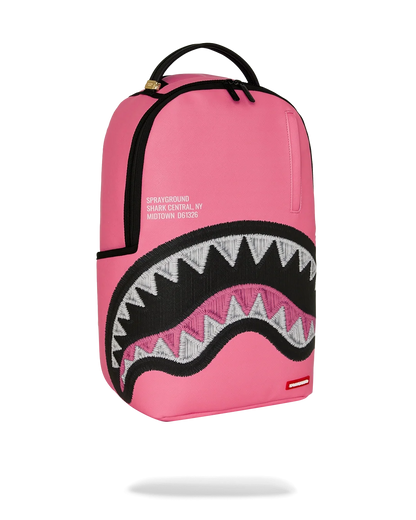 Shark Central Pink Embroidered Shark Backpack