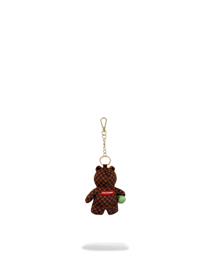 Sip WTF Bubbly Brown Check Bear Keychain