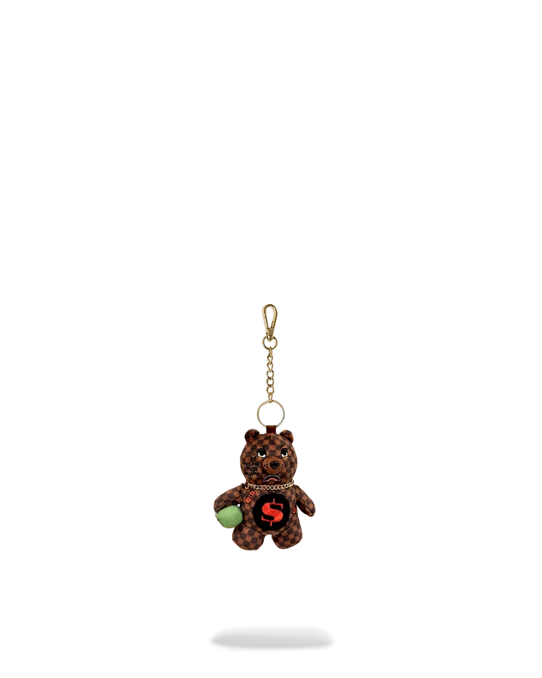 Sip WTF Bubbly Brown Check Bear Keychain