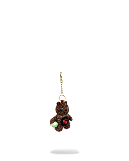 Sip WTF Bubbly Brown Check Bear Keychain