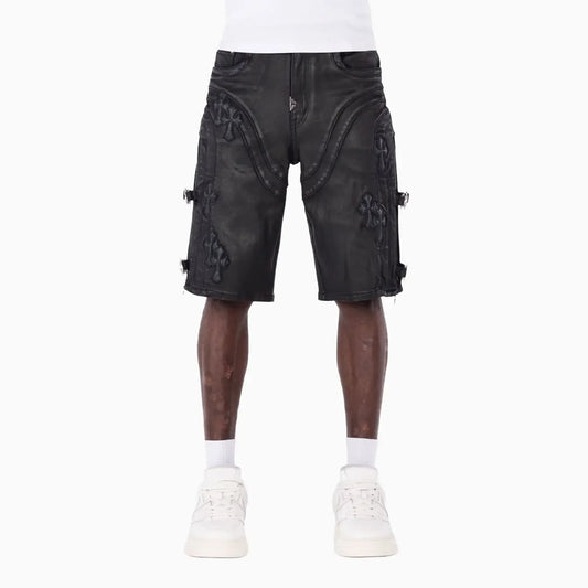 Men's All Black Cross Buckle Shorts