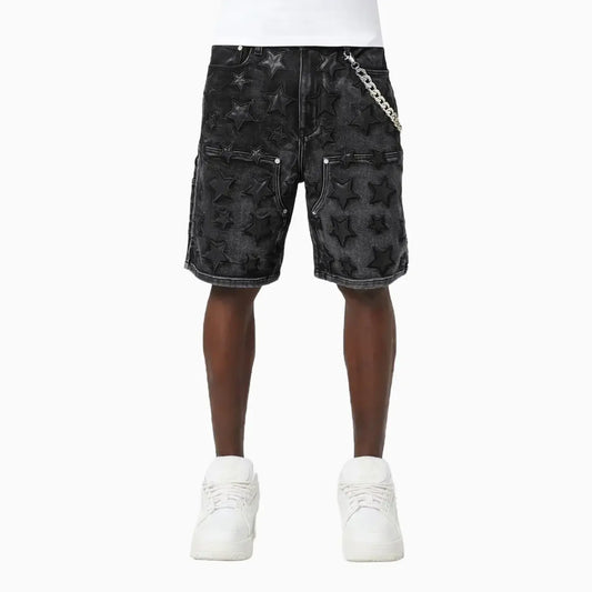 Men's Obsidian Black Stars Denim Shorts