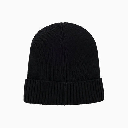 Logo Detail Beanie Hat in Cotton and Virgin Wool