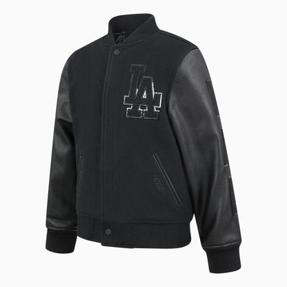 Kid's Los Angeles Dodgers MLB Triple Black Wool Varsity Jacket