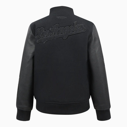 Kid's Los Angeles Dodgers MLB Triple Black Wool Varsity Jacket