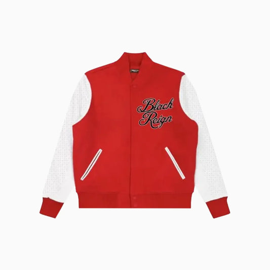 Men's Black Reign Rhinestone Varsity Jacket