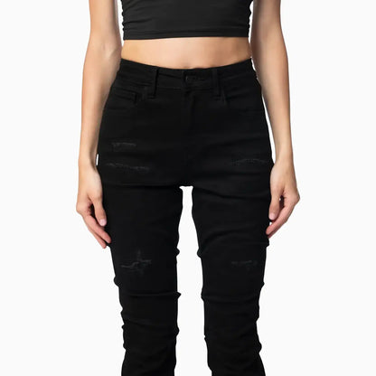 Women's High Rise Rip Off Stack Jeans