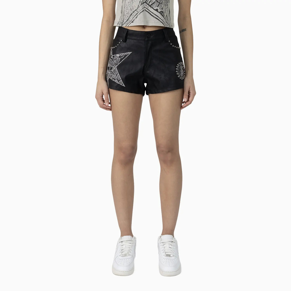 Women's Laser Printed Mid Rise Shorts and T-Shirt Outfit