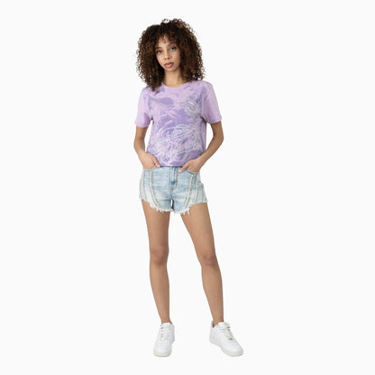 Women's Rhinestone Detail T-Shirt and Shorts Outfit