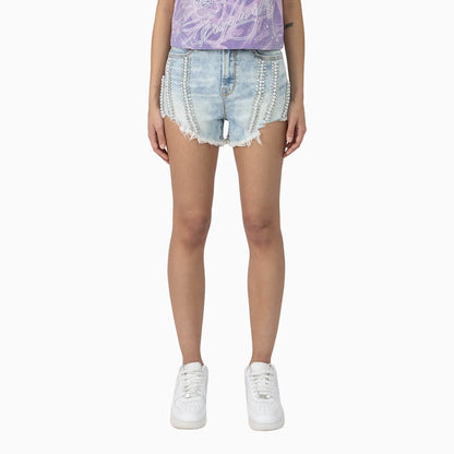 Women's Rhinestone Detail T-Shirt and Shorts Outfit