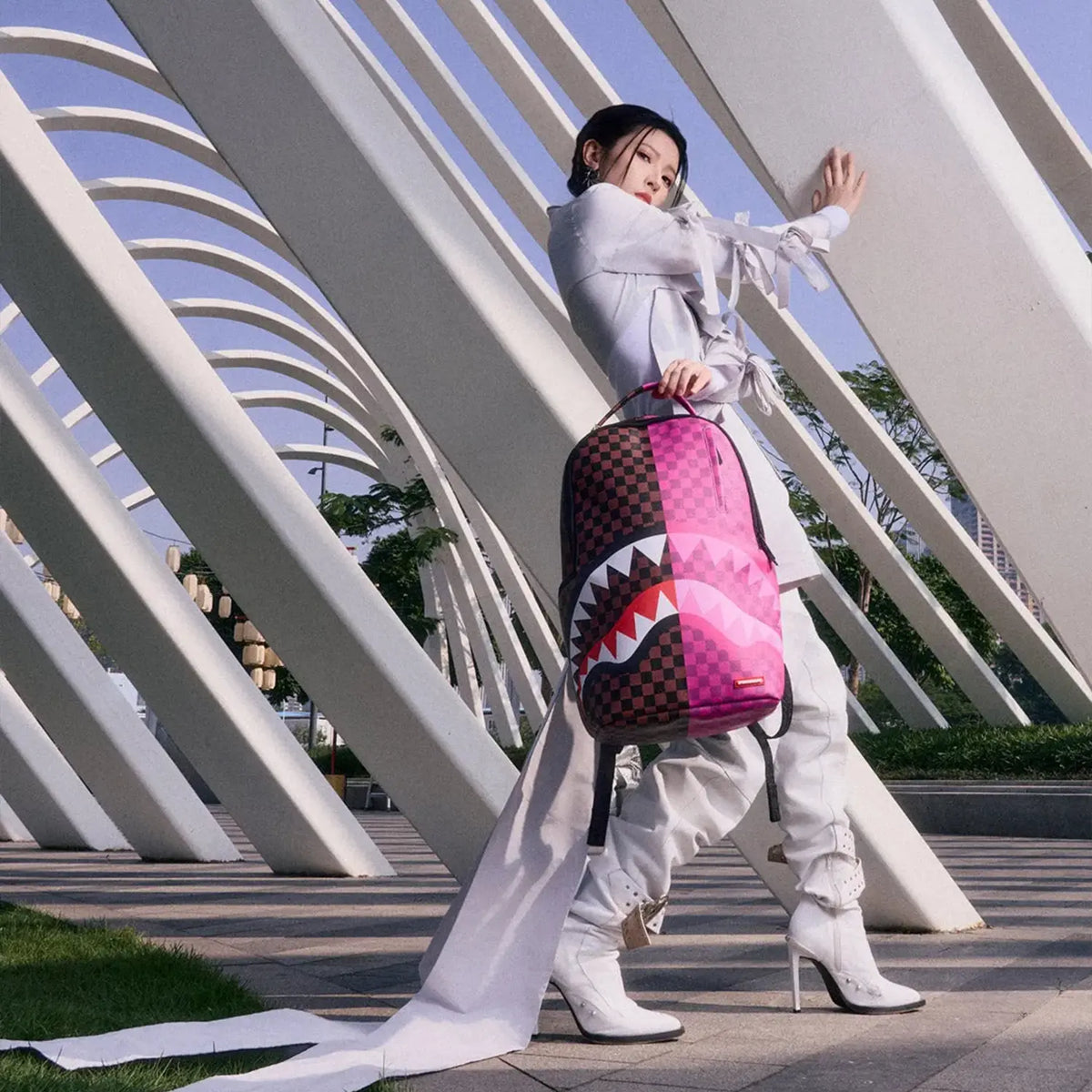 Split Sip Pink Check Dlxsv Backpack