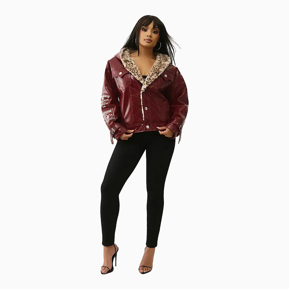 Women's Oversize Patent Leather Jacket